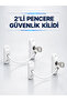 Window Safety Device with Key, White Cable-Linked Opening Limiter, Set of 2