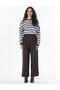 High Waist Pleated Trousers Dark Brown - 2