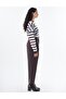 Pleated High Waist Trousers Dark Brown - 5