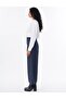 High Waist Wide Leg Trousers Dark Navy Blue - 4