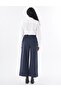 High Waist Wide Leg Trousers Dark Navy Blue - 5