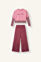 Printed Layered Look Sweatshirt Top Wide Leg Bottom 2-Piece Set Girls I7951A826Au