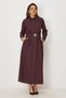 Belted Shirt Collar Linen Dress 46809