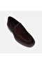 Men's Dark Brown Suede Loafer with Tape Detail - 7