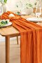 Bohemian Runner Tablecloth Orange Modern Home Decor Wedding Engagement Tablecloth Dowry Set 100% Cotton - 2
