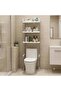 3-Level Bathroom Storage Rack Over Toilet, Large Capacity Freestanding Organizer Shelf with 3 Hooks, Space Saving Toilet Storage Cabinet Alternative for Bathroom Laundry Room