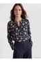 Notch Neck Patterned Blouse