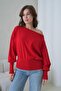 Women's Boat Neck Off-Shoulder Knit Sweater - 2