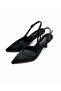 Women's Siena Black Suede 7 cm Heeled Pointed Toe Open Back Strap Shoes - 3