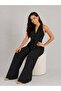 Polka Dot Halter Neck Belted Wide Leg Women's Jumpsuit - 3