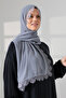 Mevlüt Veil with Demor Lace and Needle Embroidery, Dowry Veil, Prayer Headscarf, Gray - 6