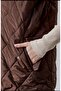 Quilted Vest with Brown Pockets, Lined, Front Zipper - 4