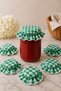 6-Piece Gingham Elastic Jar Lid Cover and Ornament 15X15 cm Jam Pickle Canning Jar Cover - 3