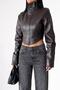 Women's Corset Detailed Light Brown Cropped Leather Jacket - 6