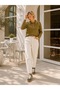 Women's Polo Collar Raglan Sleeve Striped Detailed Knitwear Sweater - 2