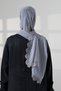 Mevlüt Veil with Demor Lace and Needle Embroidery, Dowry Veil, Prayer Headscarf, Gray - 8