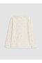 Ecru Butterfly Patterned Girls' T-Shirt - 3
