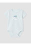 Two Mt Shop Quality Lcw Baby Blue Short Sleeve Printed Baby Boy Bodysuit