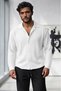 Men's White Ottoman Twill Long Sleeve Shirt