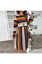 Women's Multicolor Striped Long sleeve Midi Dress - 4