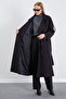 Double-Breasted Collar Belted Trench Coat with Cape Detail - 4