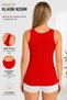 Women's Wide Strap Undershirt 6 Pieces (Tutku Authorized Seller) Cotton Ribbed Fabric Soft Daily Underwear - Red - 2