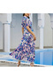 Women's Blue Floral Maxi Dress - 4