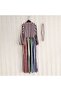 Women's Red Multicolor Striped Long sleeve Maxi Dress - 2