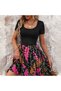 Women's Black Floral Skater Dress - 6