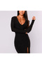 Women's Black Long sleeve Dress - 4