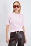 Floral Embroidered Crew Neck Short Sleeve Knit Sweater - 3