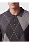 Vizyon New Season Anthracite Polo Collar Diamond Patterned Men's Knitwear Sweater - 3