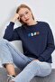 3 Thread Teddy Bear Embroidered Oversize Sweatshirt with Stopper - 2