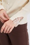 Lace Pearl Detailed V-Neck Slim Fit Knitwear Blouse - 5