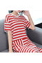 Women's Striped Round neck Short sleeve Mini Dress - 4