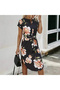 Women's Floral Short sleeve Midi Dress - 2