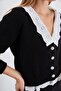 Collar and Hem Lace-Up Knitwear Cardigan - 7