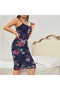 Women's Floral Bodycon Sleeveless Dress - 2