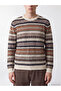 Özmarka New Season Beige Crew Neck Patterned Men's Knitwear Sweater - 3