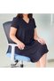 Women's Black V-neck Dress - 7