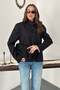 Women's Black Jacket High Collar Double Button Lined Long Sleeve Woven Blazer - 2