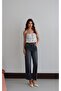 Women's Anthracite Jean Trousers High Waist Belted Balloon Fit 5 Pockets - 2