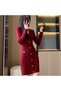 Women's Burgundy Bodycon Mini Dress - 3