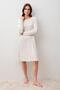 Long Sleeve Buttoned Patterned Lycra Viscose Short Nightgown - 2