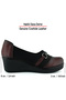 Blake Burgundy Genuine Calfskin Stretch Buckle Wedge Heeled Casual Shoes - 5