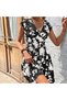 Women's Black Floral A-line Sleeveless Mini Dress - 2