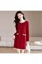 Women's Red Long sleeve Mini Dress - 7