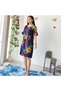 Women's Blue Floral Short sleeve Dress