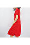 Women's Red Short sleeve Midi Dress - 2