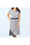 Women's White Striped Midi Dress - 2